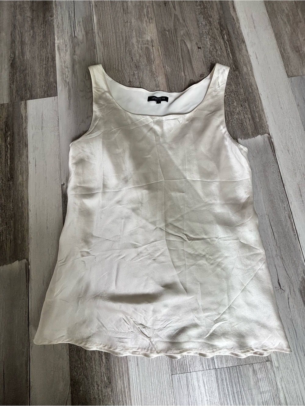 Lafayette 148 New York Cream Silk Scoop-Neck Tank